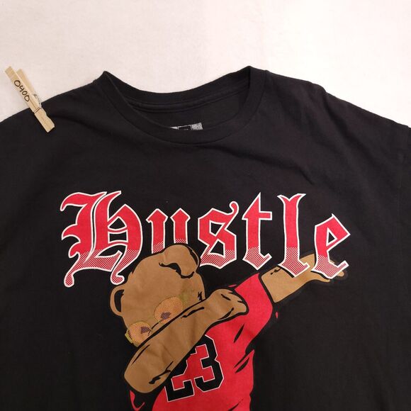 Hustle OG Crew Neck Casual Graphic Short Sleeve T-Shirt Mens Size L Black Red - Picture 5 of 9